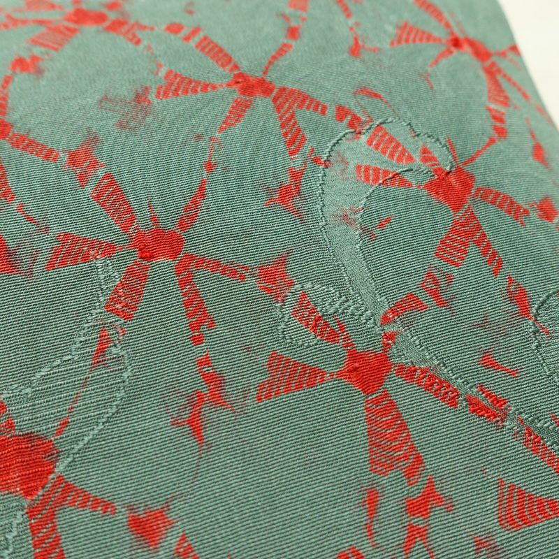 名古屋帯 全通柄 良品 正絹 古典柄 通し仕立て なごや帯 リサイクル帯 帯 緑・うぐいす色_画像5