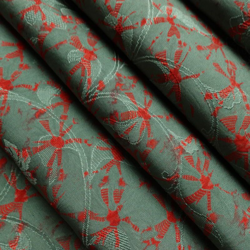 名古屋帯 全通柄 良品 正絹 古典柄 通し仕立て なごや帯 リサイクル帯 帯 緑・うぐいす色_画像20