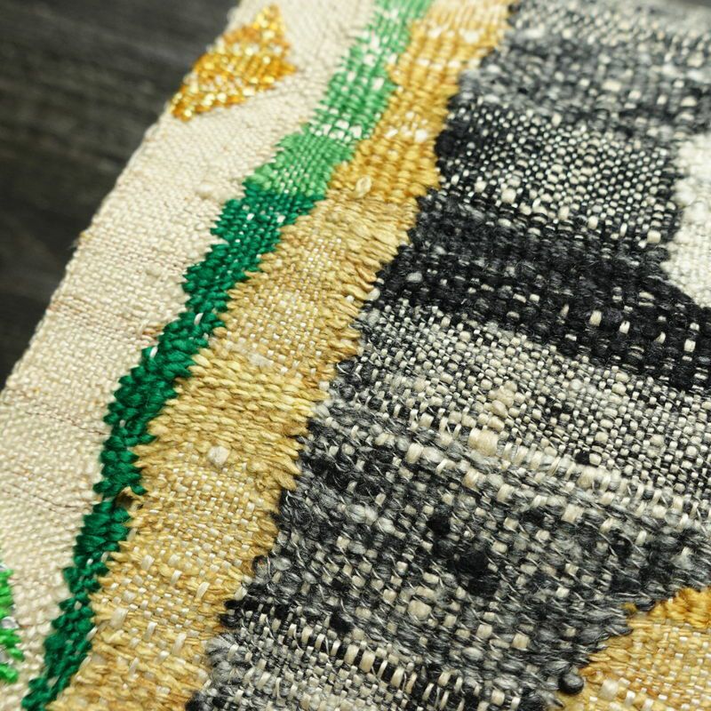 名古屋帯 太鼓柄 正絹 幾何学柄・抽象柄 松葉仕立て なごや帯 リサイクル帯 帯 シンプル 紬地 白_画像7