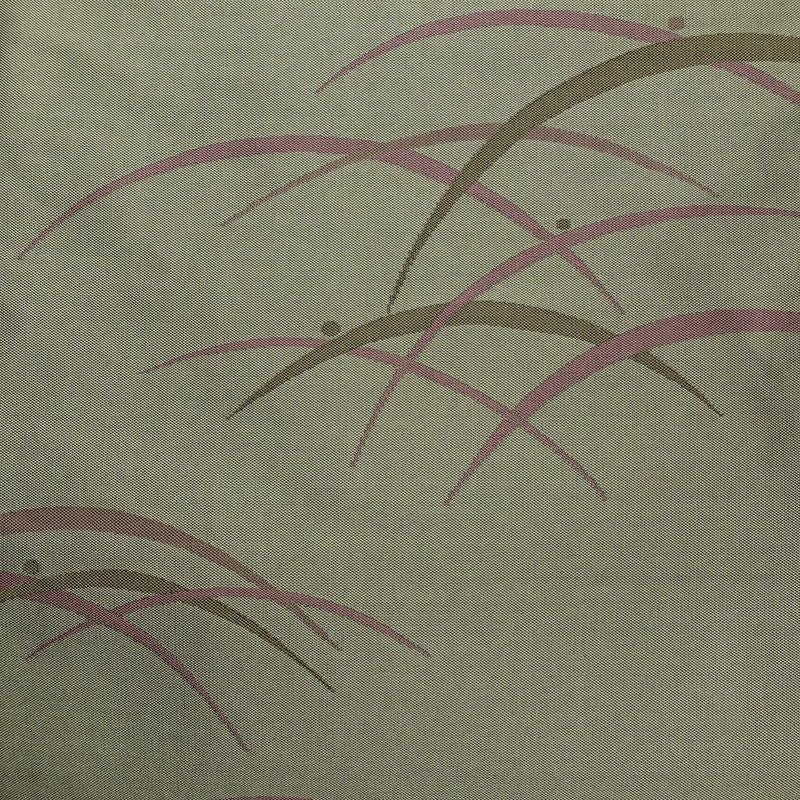 名古屋帯 全通柄 良品 正絹 木の葉・植物柄 名古屋仕立て なごや帯 リサイクル帯 露芝 帯 緑・うぐいす色_画像2