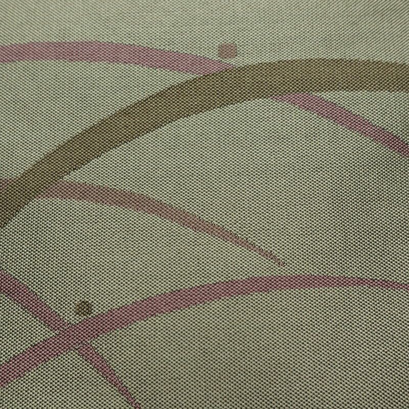 名古屋帯 全通柄 良品 正絹 木の葉・植物柄 名古屋仕立て なごや帯 リサイクル帯 露芝 帯 緑・うぐいす色_画像4