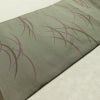 名古屋帯 全通柄 良品 正絹 木の葉・植物柄 名古屋仕立て なごや帯 リサイクル帯 露芝 帯 緑・うぐいす色_画像11