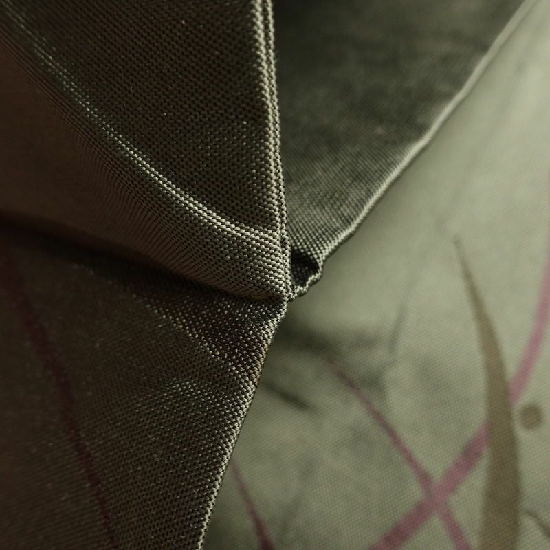 名古屋帯 全通柄 良品 正絹 木の葉・植物柄 名古屋仕立て なごや帯 リサイクル帯 露芝 帯 緑・うぐいす色_画像19