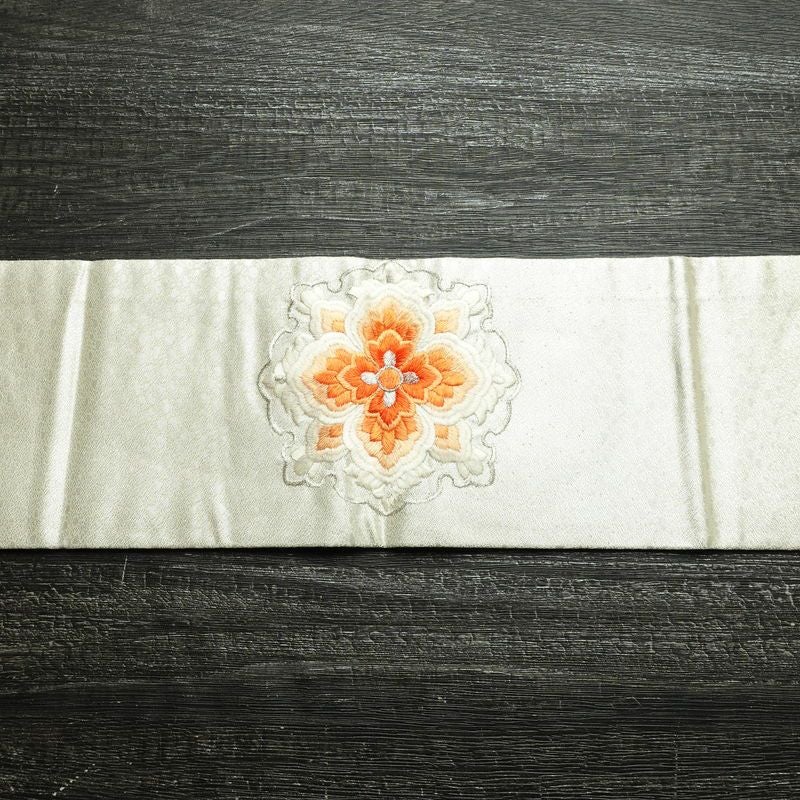 名古屋帯 太鼓柄 正絹 幾何学柄・抽象柄 名古屋仕立て なごや帯 リサイクル帯 銀駒刺繍 帯 刺繍 箔 金・銀_画像14