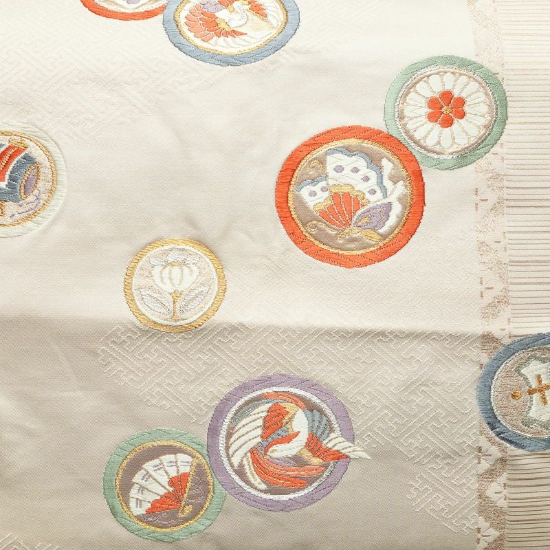 名古屋帯 太鼓柄 正絹 古典柄 名古屋仕立て なごや帯 リサイクル帯 帯 引箔 蝶 ピンク_画像2