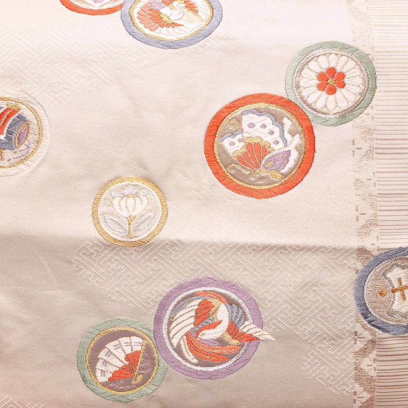 名古屋帯 太鼓柄 正絹 古典柄 名古屋仕立て なごや帯 リサイクル帯 帯 引箔 蝶 ピンク_画像2