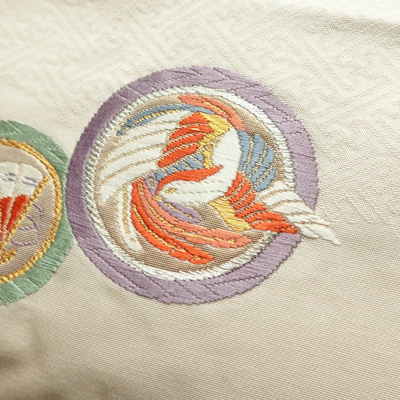 名古屋帯 太鼓柄 正絹 古典柄 名古屋仕立て なごや帯 リサイクル帯 帯 引箔 蝶 ピンク_画像3