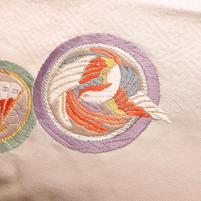 名古屋帯 太鼓柄 正絹 古典柄 名古屋仕立て なごや帯 リサイクル帯 帯 引箔 蝶 ピンク_画像3