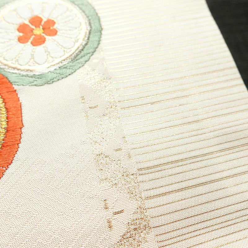 名古屋帯 太鼓柄 正絹 古典柄 名古屋仕立て なごや帯 リサイクル帯 帯 引箔 蝶 ピンク_画像6