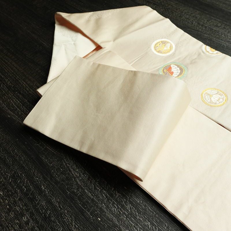 名古屋帯 太鼓柄 正絹 古典柄 名古屋仕立て なごや帯 リサイクル帯 帯 引箔 蝶 ピンク_画像21