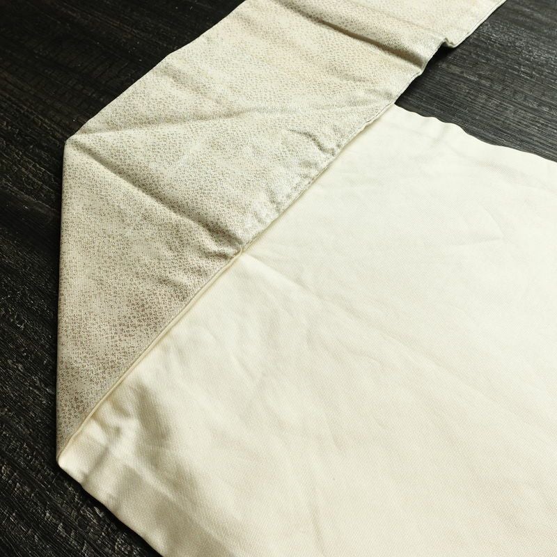 名古屋帯 太鼓柄 相良刺繍 正絹 花柄 名古屋仕立て なごや帯 リサイクル帯 帯 刺繍 クリーム_画像20