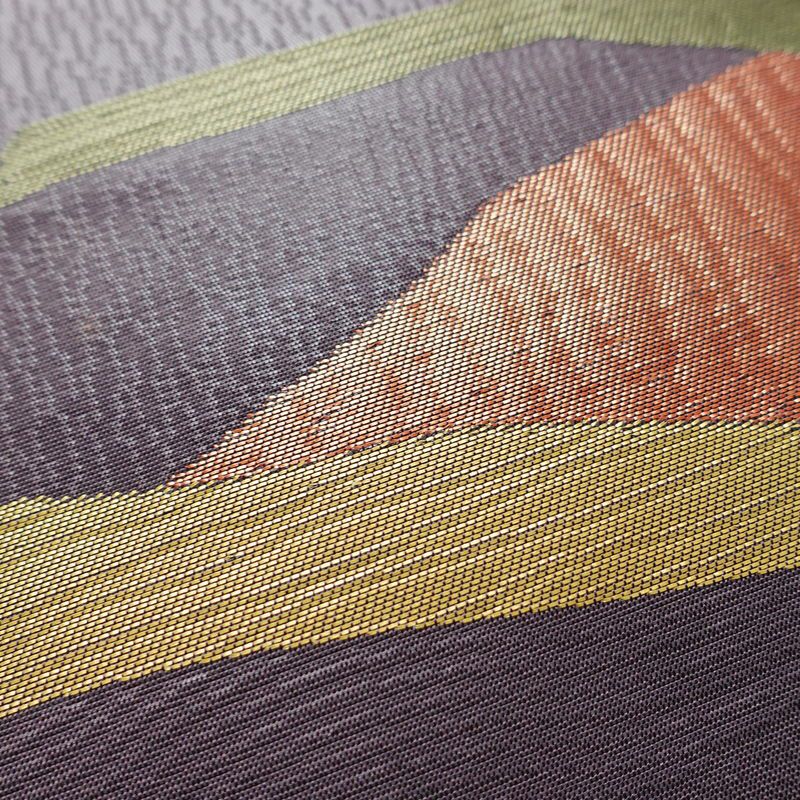 名古屋帯 六通柄 良品 正絹 幾何学柄・抽象柄 名古屋仕立て なごや帯 リサイクル帯 帯 紫・藤色_画像5