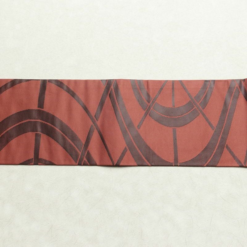 名古屋帯 六通柄 良品 正絹 古典柄 名古屋仕立て なごや帯 リサイクル帯 帯 モダン 小豆・エンジ_画像13