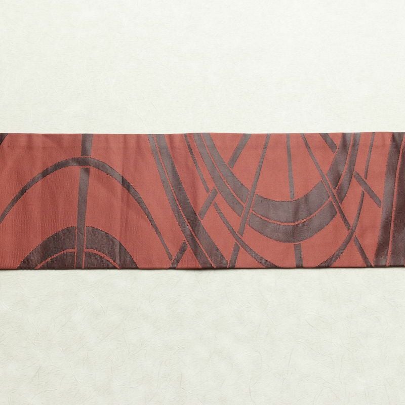 名古屋帯 六通柄 良品 正絹 古典柄 名古屋仕立て なごや帯 リサイクル帯 帯 モダン 小豆・エンジ_画像14