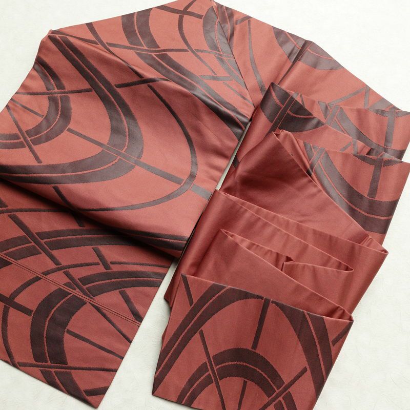 名古屋帯 六通柄 良品 正絹 古典柄 名古屋仕立て なごや帯 リサイクル帯 帯 モダン 小豆・エンジ_画像17