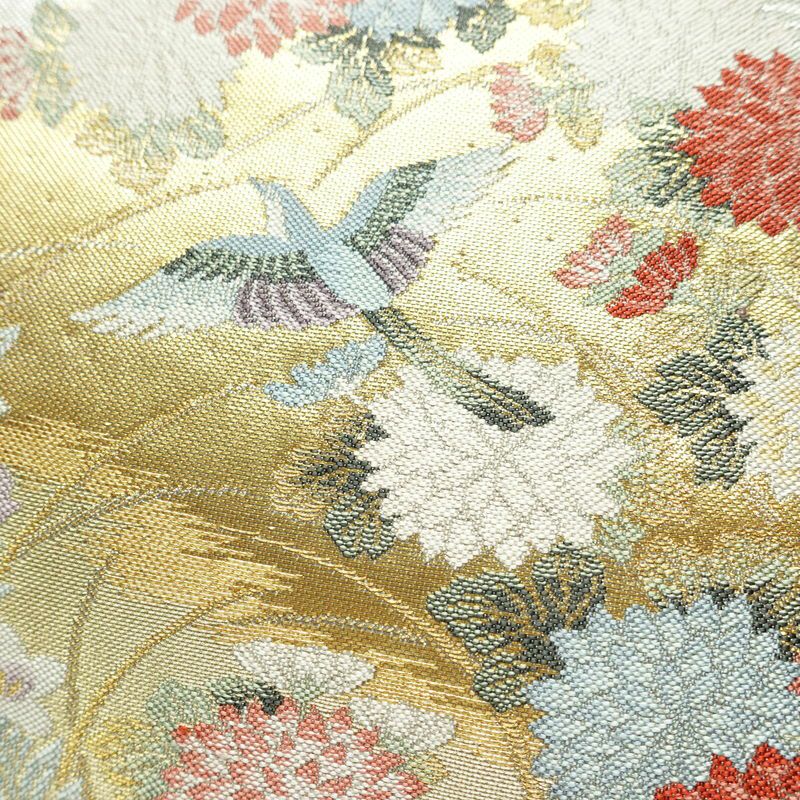 袋帯 太鼓柄 美品 フォーマル用 正絹 花柄 リサイクル帯 帯 引箔 入学式 卒業式 結婚式 上品 金・銀_画像3