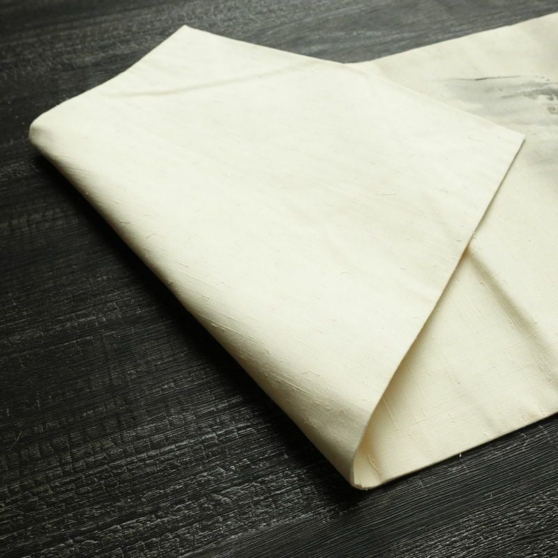 名古屋帯 太鼓柄 正絹 風景柄 名古屋仕立て なごや帯 リサイクル帯 帯 髭紬 シンプル クリーム_画像10