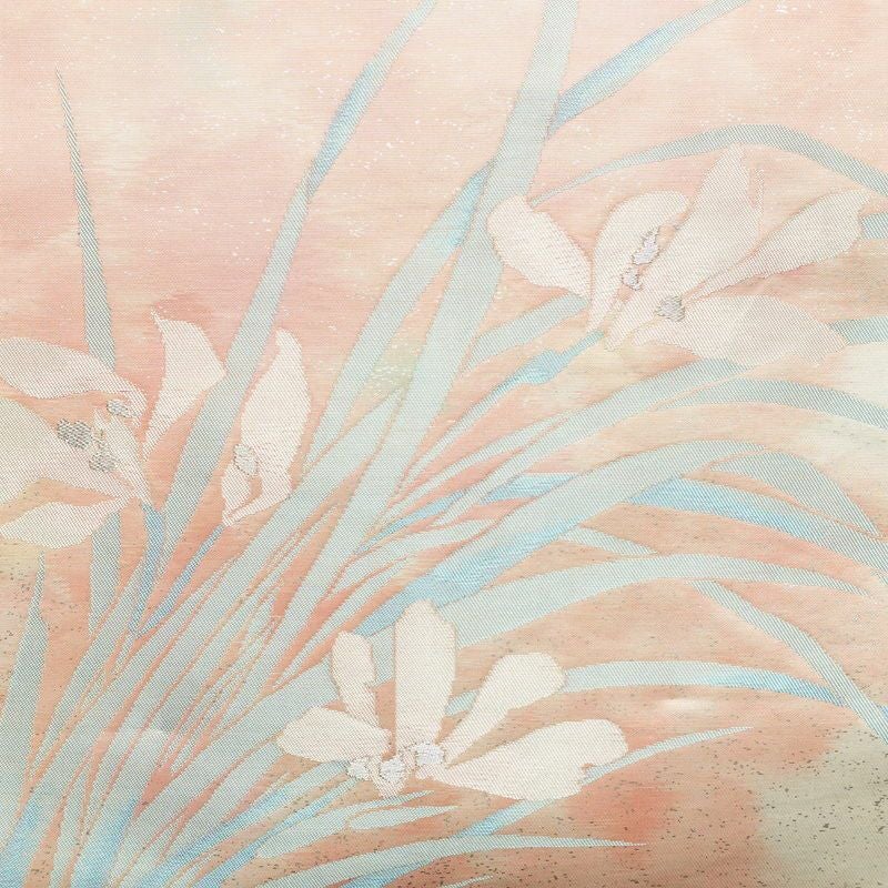 名古屋帯 太鼓柄 正絹 花柄 名古屋仕立て なごや帯 リサイクル帯 帯 金糸 ピンク_画像2