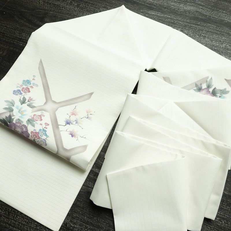 名古屋帯 太鼓柄 美品 夏用 ポリエステル 花柄 名古屋仕立て なごや帯 リサイクル帯 帯 シンプル 白_画像17