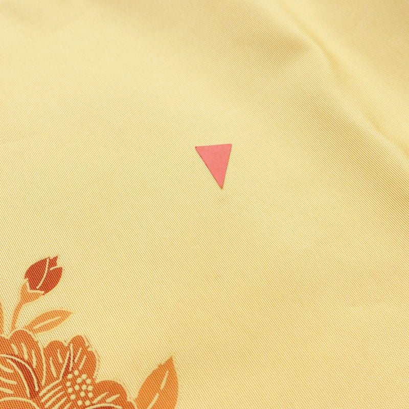 名古屋帯 太鼓柄 正絹 花柄 名古屋仕立て なごや帯 リサイクル帯 帯 黄・黄土色_画像13