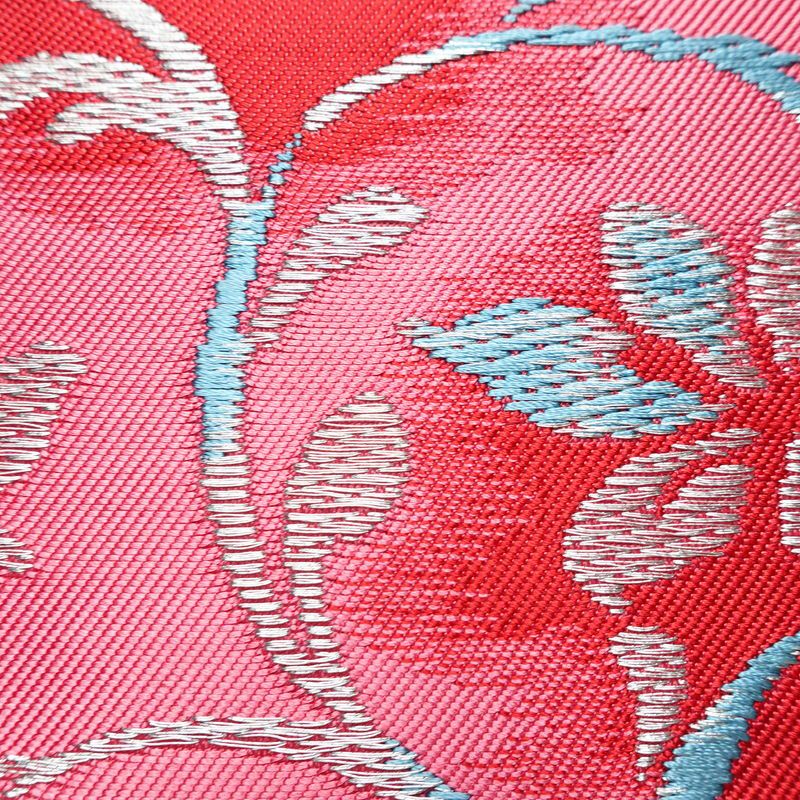 名古屋帯 太鼓柄 正絹 木の葉・植物柄 松葉仕立て なごや帯 リサイクル帯 帯 シンプル ピンク_画像3