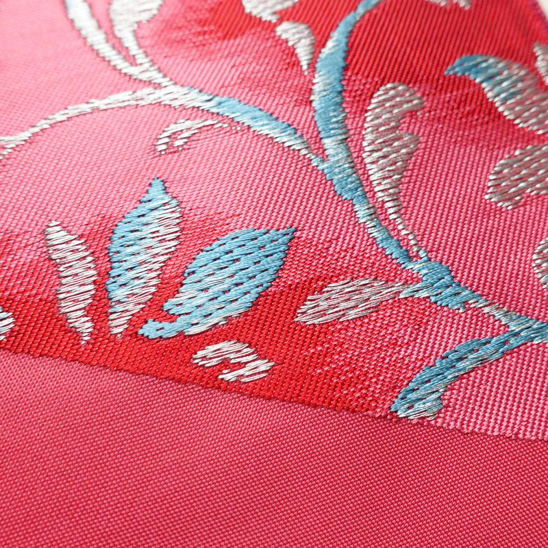 名古屋帯 太鼓柄 正絹 木の葉・植物柄 松葉仕立て なごや帯 リサイクル帯 帯 シンプル ピンク_画像7