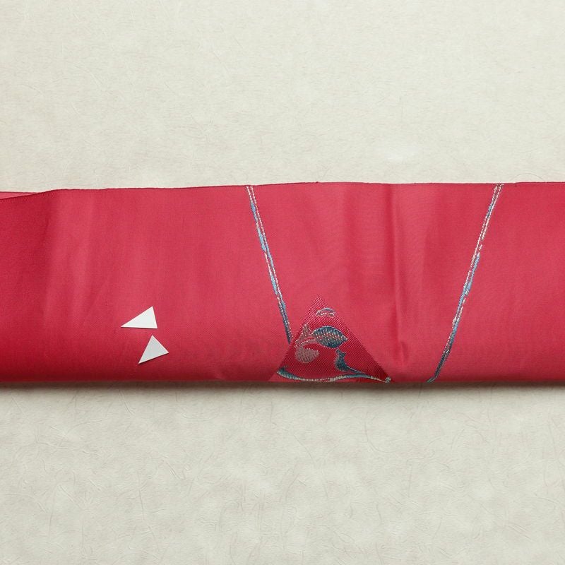 名古屋帯 太鼓柄 正絹 木の葉・植物柄 松葉仕立て なごや帯 リサイクル帯 帯 シンプル ピンク_画像15