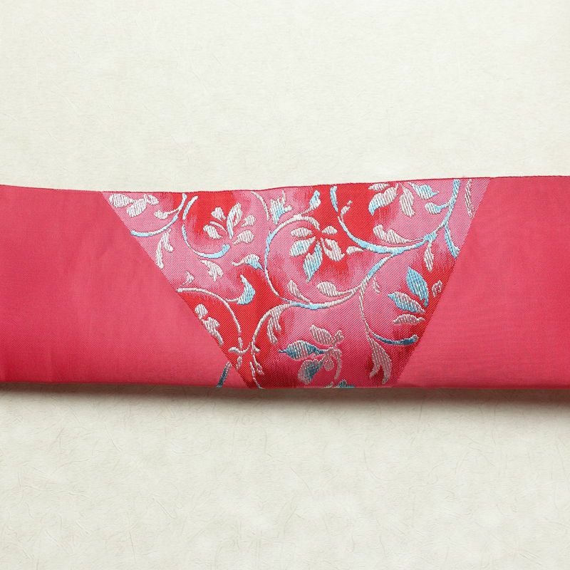 名古屋帯 太鼓柄 正絹 木の葉・植物柄 松葉仕立て なごや帯 リサイクル帯 帯 シンプル ピンク_画像17