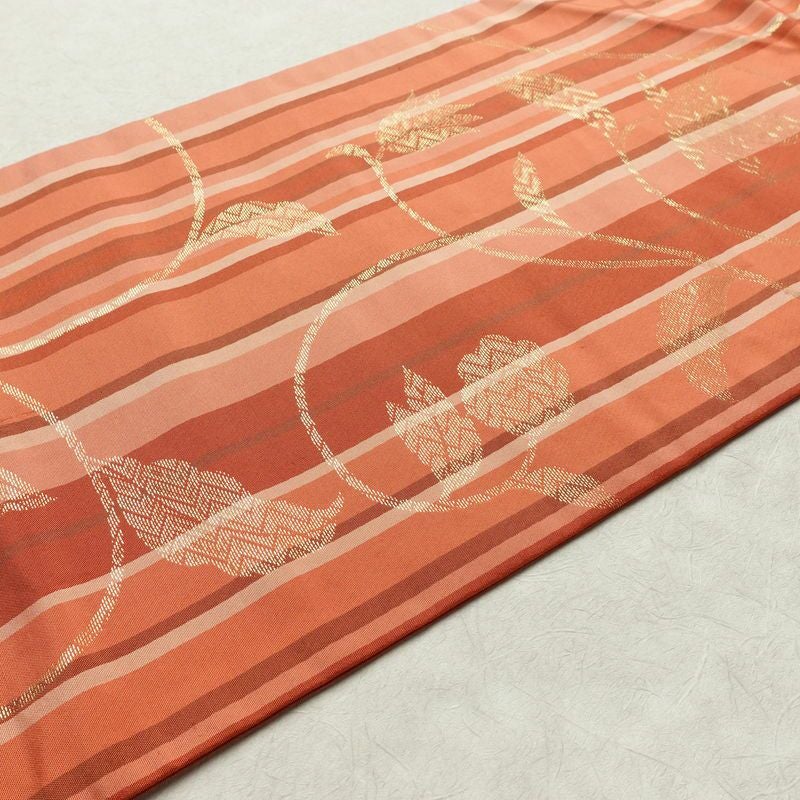 名古屋帯 六通柄 正絹 縞柄・線柄 名古屋仕立て なごや帯 リサイクル帯 帯 金糸 多色使い_画像11