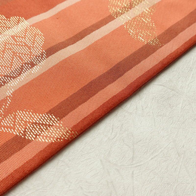 名古屋帯 六通柄 正絹 縞柄・線柄 名古屋仕立て なごや帯 リサイクル帯 帯 金糸 多色使い_画像12