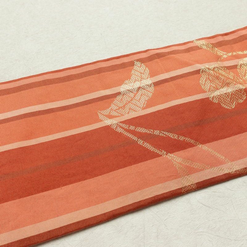 名古屋帯 六通柄 正絹 縞柄・線柄 名古屋仕立て なごや帯 リサイクル帯 帯 金糸 多色使い_画像15