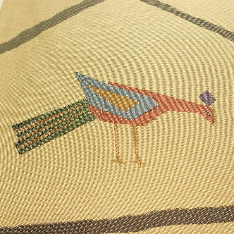 名古屋帯 六通柄 美品 正絹 人物・動物柄 名古屋仕立て なごや帯 リサイクル帯 帯 モダン ベージュ_画像3