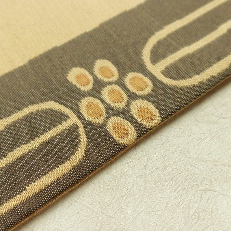 名古屋帯 六通柄 美品 正絹 人物・動物柄 名古屋仕立て なごや帯 リサイクル帯 帯 モダン ベージュ_画像12