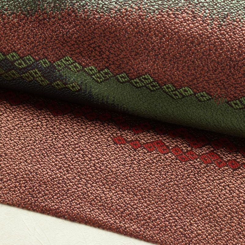 名古屋帯 六通柄 良品 正絹 幾何学柄・抽象柄 松葉仕立て なごや帯 リサイクル帯 帯 多色使い_画像7