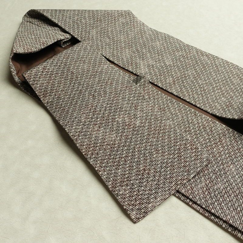 名古屋帯 全通柄 美品 正絹 古典柄 名古屋仕立て なごや帯 リサイクル帯 帯 茶_画像21