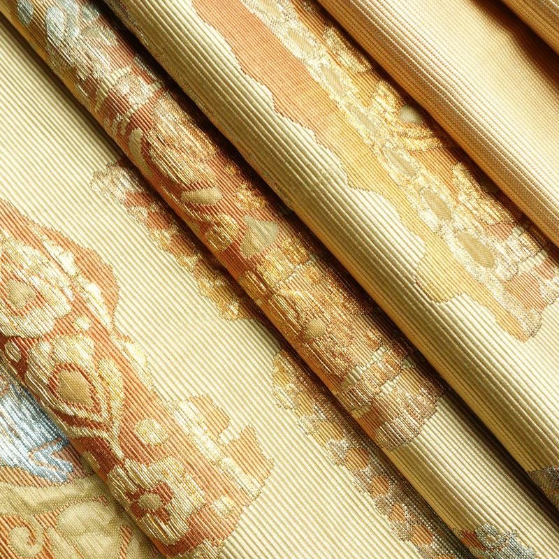 名古屋帯 六通柄 ふくれ織 正絹 幾何学柄・抽象柄 松葉仕立て なごや帯 リサイクル帯 帯 ベージュ_画像19