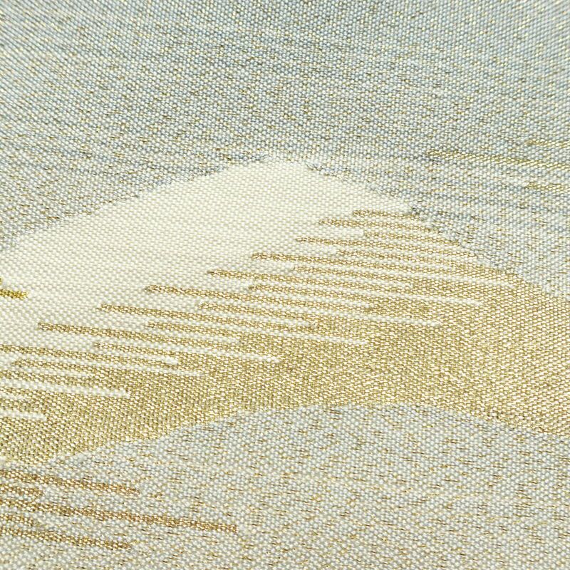 名古屋帯 太鼓柄 良品 正絹 風景柄 松葉仕立て なごや帯 リサイクル帯 帯 金糸 クリーム_画像3
