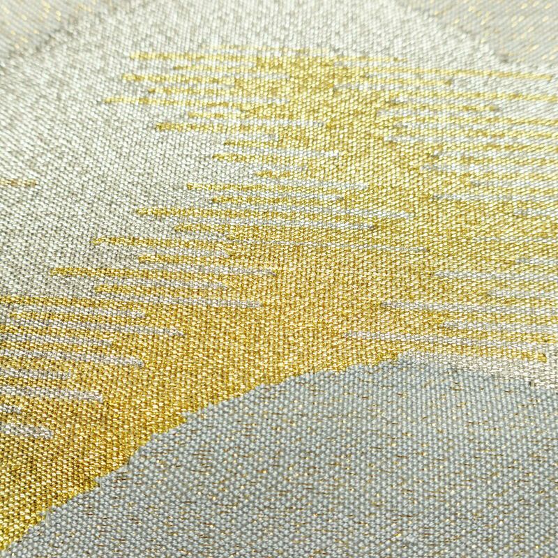 名古屋帯 太鼓柄 良品 正絹 風景柄 松葉仕立て なごや帯 リサイクル帯 帯 金糸 クリーム_画像4