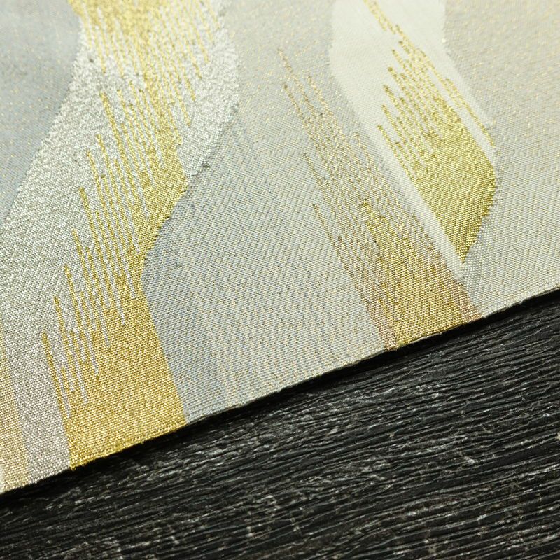 名古屋帯 太鼓柄 良品 正絹 風景柄 松葉仕立て なごや帯 リサイクル帯 帯 金糸 クリーム_画像13