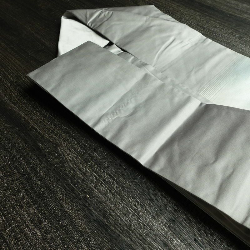 名古屋帯 太鼓柄 正絹 花柄 名古屋仕立て なごや帯 リサイクル帯 帯 モダン ブルーグレー グレー_画像21