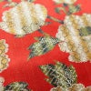名古屋帯 全通柄 美品 正絹 花柄 松葉仕立て なごや帯 リサイクル帯 帯 菊 赤・朱_画像5