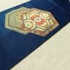 名古屋帯 太鼓柄 良品 ポリエステル 古典柄 名古屋仕立て なごや帯 リサイクル帯 帯 シンプル 青・紺_画像12
