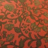 名古屋帯 全通柄 良品 正絹 木の葉・植物柄 名古屋仕立て なごや帯 リサイクル帯 帯 唐草 カジュアル 赤・朱_画像4