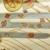 名古屋帯 太鼓柄 正絹 古典柄 名古屋仕立て なごや帯 リサイクル帯 帯 刺繍 箔 御所車 桜 金彩 多色使い_画像4