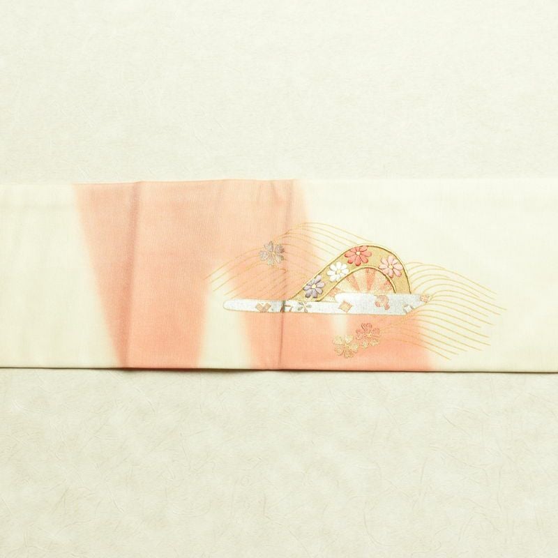 名古屋帯 太鼓柄 正絹 古典柄 名古屋仕立て なごや帯 リサイクル帯 帯 刺繍 箔 御所車 桜 金彩 多色使い_画像15