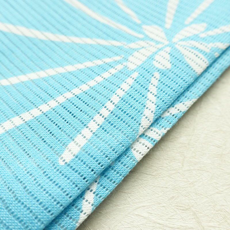 新品 浴衣 綿絽 国内染色 国内加工 女性用 絽 綿 ブルー 花 しつけ糸付き 未使用品 ゆかた モダン しっとり_画像12