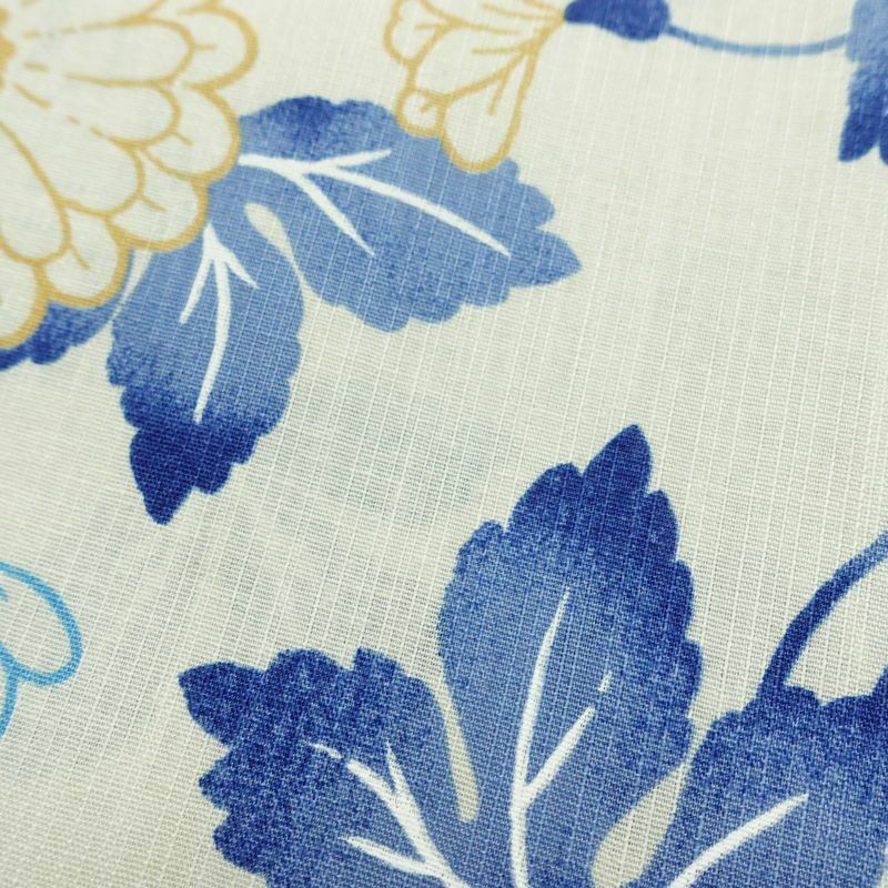 新品 浴衣 滝流れ織 国内染色 国内加工 女性用 綿 青 花 しつけ糸付き 未使用品 ゆかた レトロ シック モダン_画像5