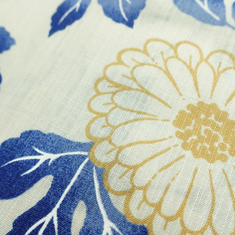 新品 浴衣 滝流れ織 国内染色 国内加工 女性用 綿 青 花 しつけ糸付き 未使用品 ゆかた レトロ シック モダン_画像6