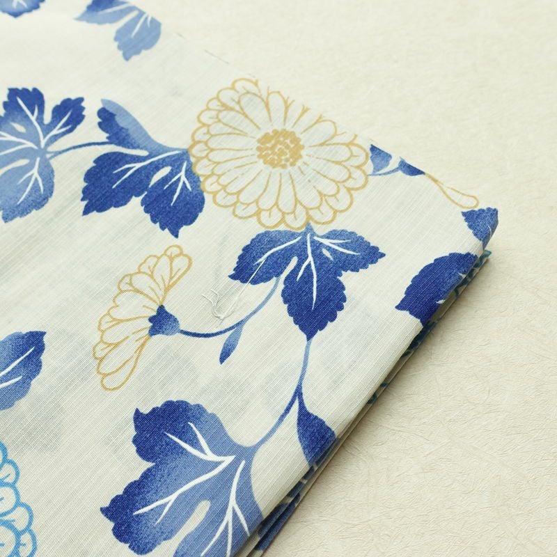新品 浴衣 滝流れ織 国内染色 国内加工 女性用 綿 青 花 しつけ糸付き 未使用品 ゆかた レトロ シック モダン_画像10