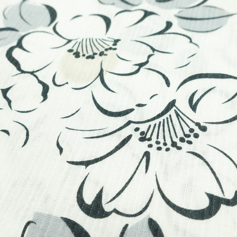 新品 浴衣 滝流れ織 国内染色 国内加工 女性用 綿 白 花 しつけ糸付き 未使用品 ゆかた レトロ シック モダン しっとり_画像6